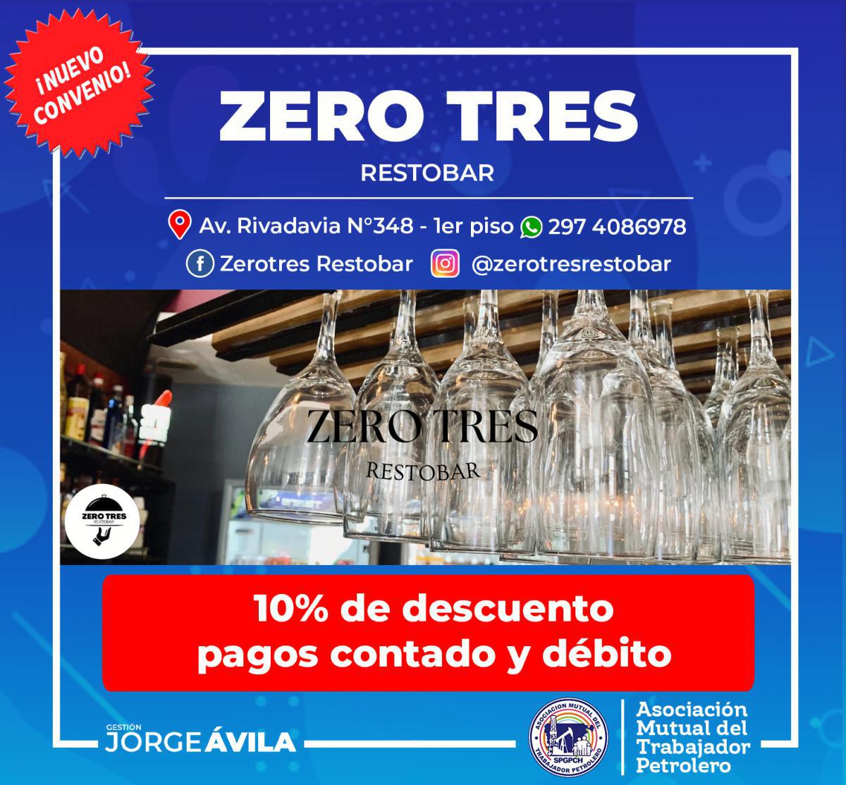 Nuevo convenio con Zero Tres Restobar