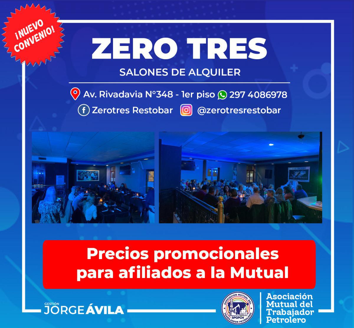 Nuevo convenio con Zero Tres Salones de Alquiler!