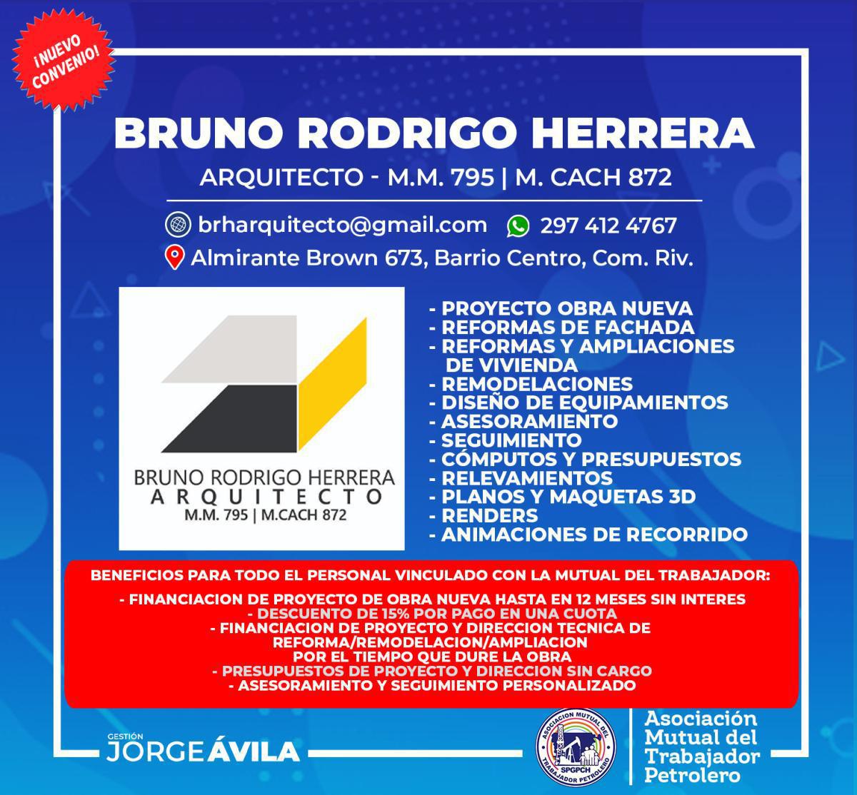 Nuevo convenio con Bruno Rodrigo Herrera - Arquitecto