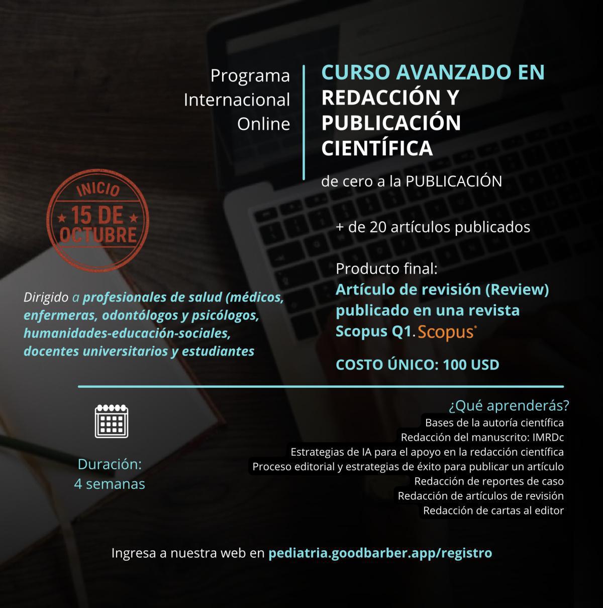 ESPECIALIZACIÓN EN REDACCIÓN Y PUBLICACIÓN CIENTÍFICA