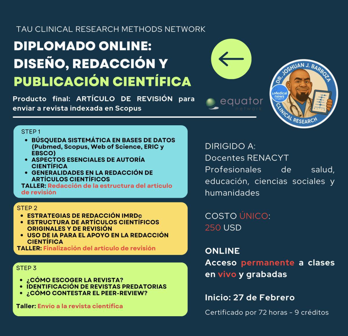DIPLOMADO ONLINE: DISEÑO, REDACCIÓN Y PUBLICACIÓN CIENTÍFICA