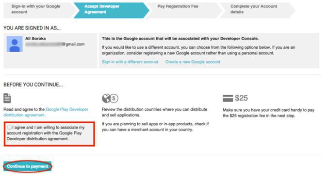 Captura de tela Developer Agrement Google Play Captura de tela Developer Agrement Google Play