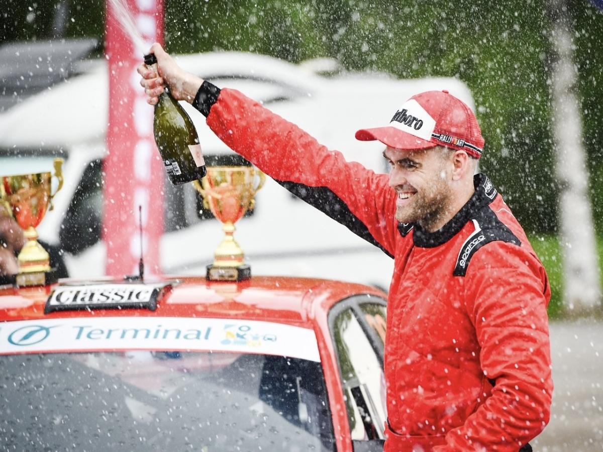 El letón Kalvis Blums en Hoznayo 2026 con su Mitsubishi EVO VI