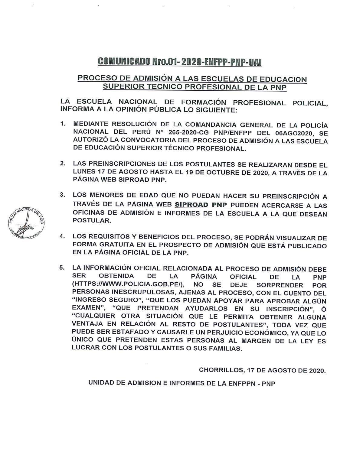 Proceso de Admisión a la 🚨Escuela de Suboficiales de la PNP🚨