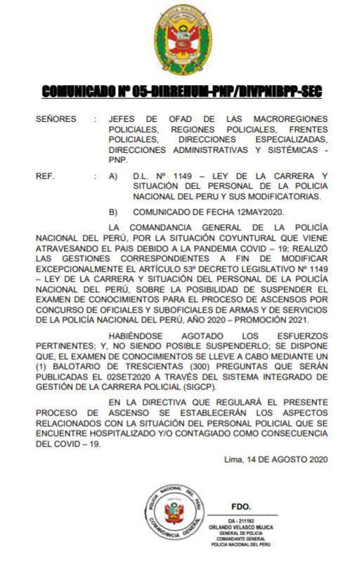 ASCENSO 2020: ¿Suspenderán el examen de conocimientos?