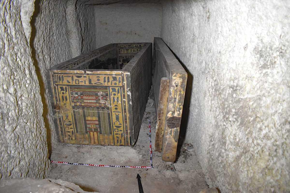 Archaeologists discover a burial chamber containing two ornate coffins