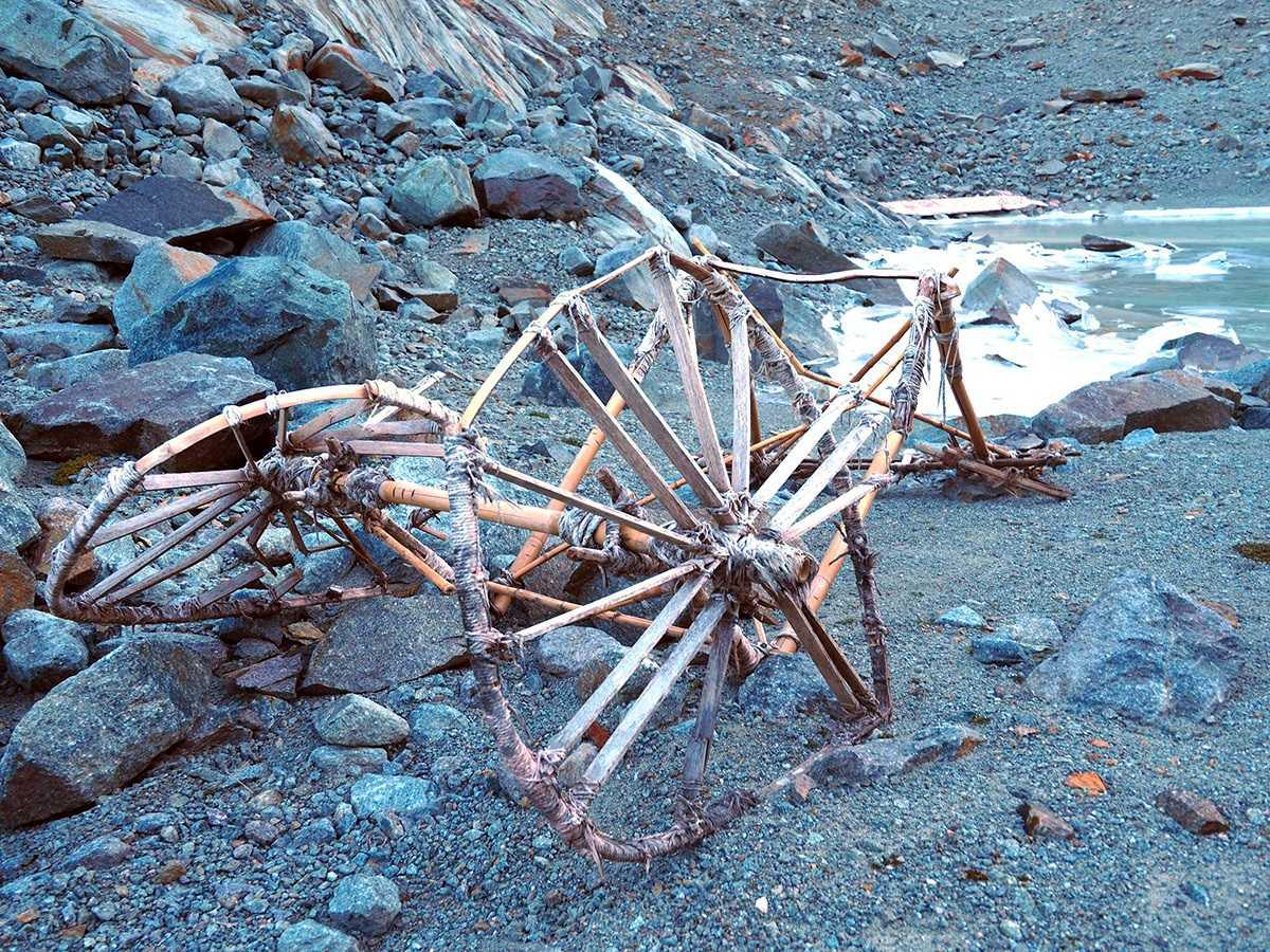 Mysterious bamboo waggon found in melted glacial path