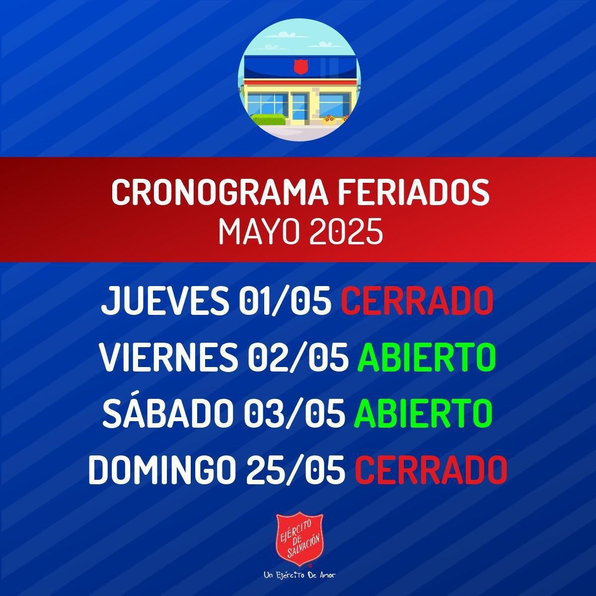 CRONOGRAMA DE FERIADOS MAYO 2025