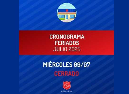 CRONOGRAMA DE FERIADOS JULIO 2025