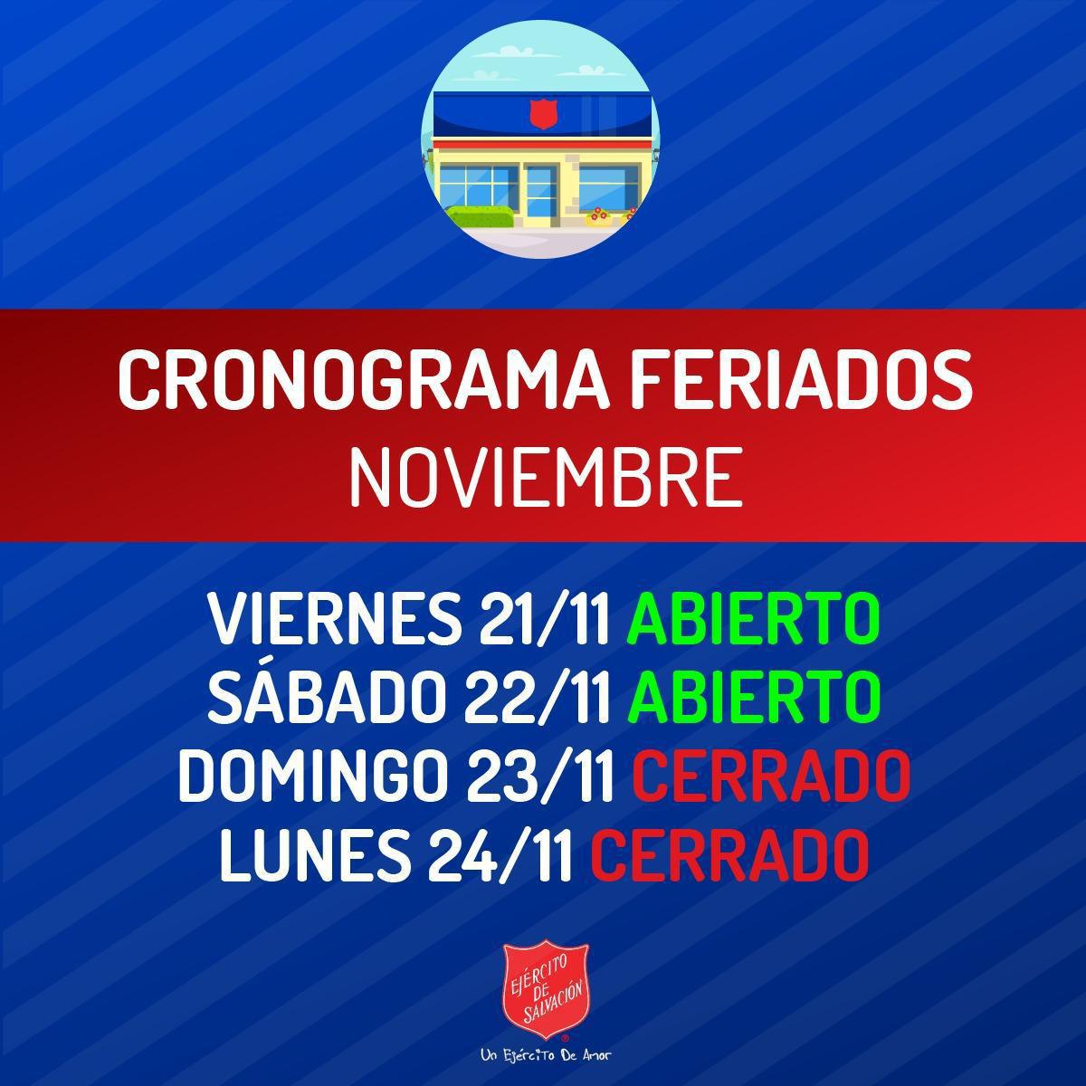 CRONOGRAMA DE FERIADOS NOVIEMBRE 2025