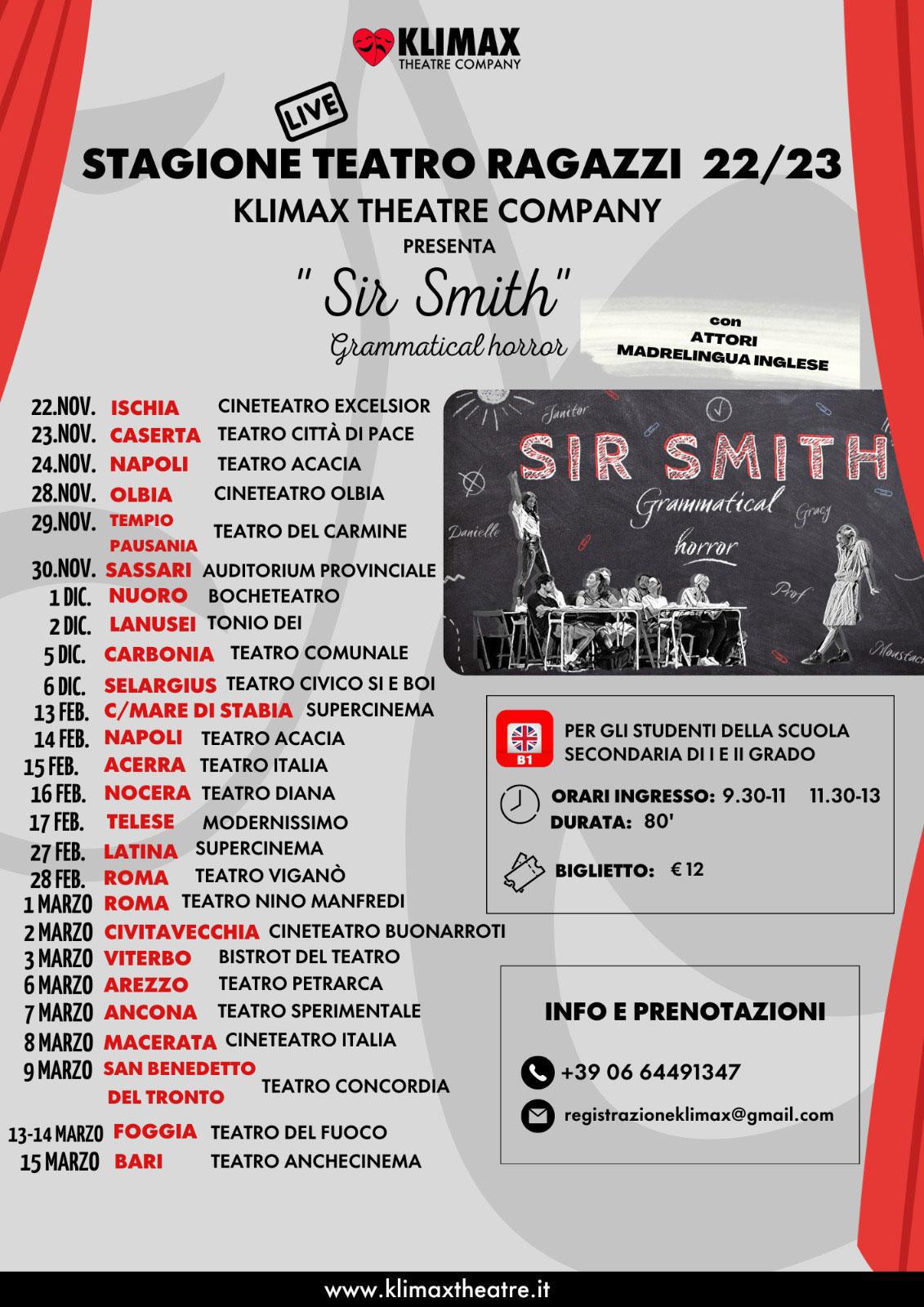 KLIMAX THEATRE COMPANY // STAGIONE TEATRO RAGAZZI LIVE 22/23 