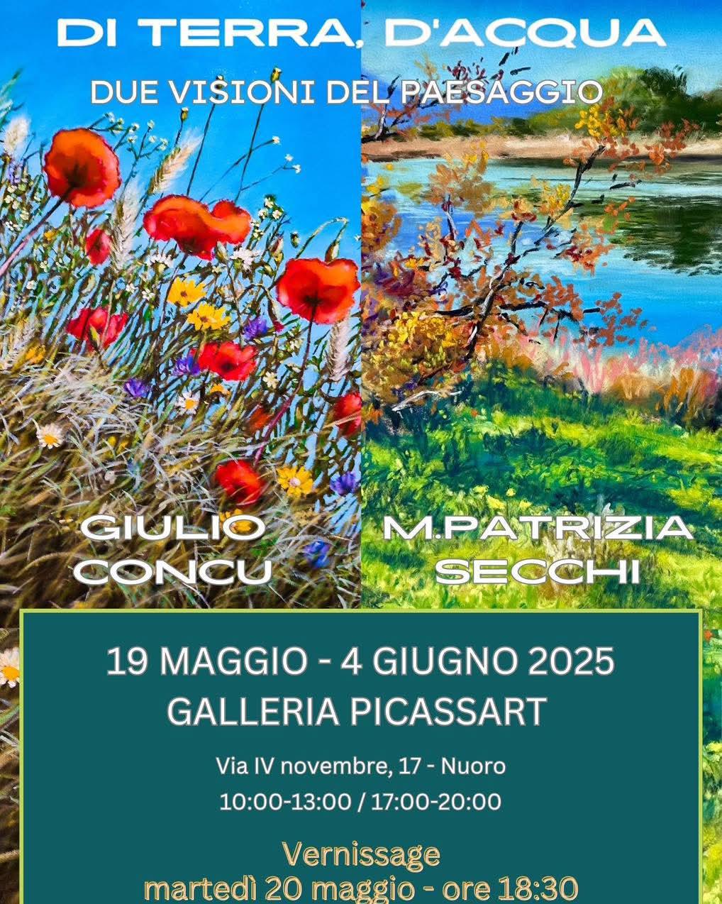Galleria Picassart // Mostra "Di Terra. D'acqua - Due visioni del paesaggio" Giulio Concu e M.Patrizia Secchi 
