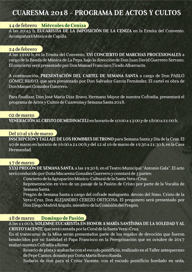 Semana Santa 2018. Alhaurín el Grande. Programa de actos y cultos.  Semana Santa 2018. Alhaurín el Grande. Programa de actos y cultos.