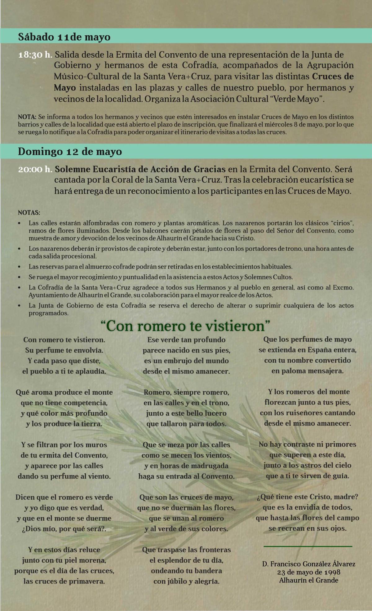 Día de la Cruz 2019. Alhaurín el Grande. Programa de actos y cultos. Día de la Cruz 2019. Alhaurín el Grande. Programa de actos y cultos.