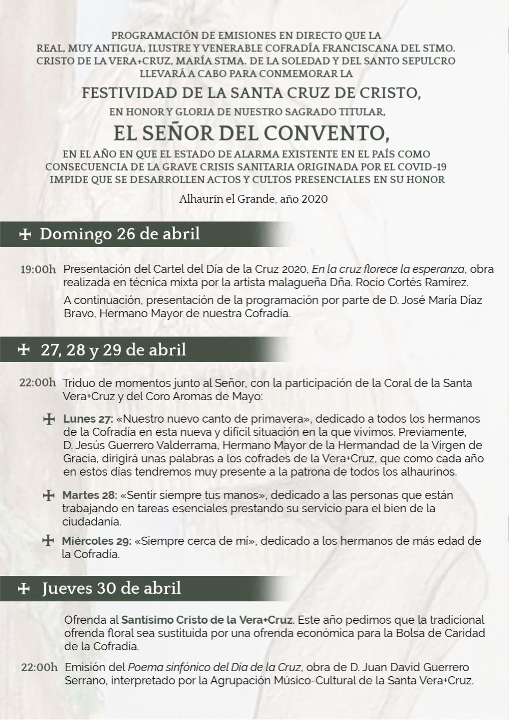 Día de la Cruz 2020. Alhaurín el Grande. Programa de emisiones online. Día de la Cruz 2020. Alhaurín el Grande. Programa de emisiones online.
