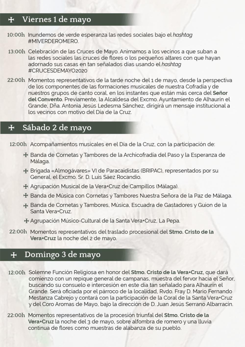 Día de la Cruz 2020. Alhaurín el Grande. Programa de emisiones online. Día de la Cruz 2020. Alhaurín el Grande. Programa de emisiones online.