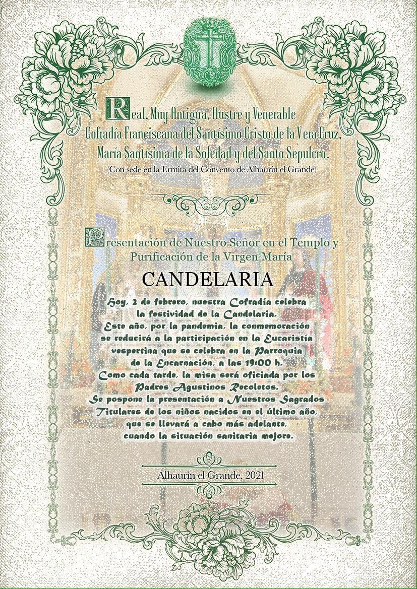 Candelaria. Festividad de la Presentación de Nuestro Señor en el Templo y Purificación de la Virgen María. Candelaria. Festividad de la Presentación de Nuestro Señor en el Templo y Purificación de la Virgen María.