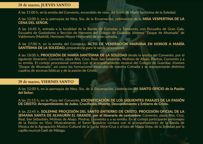 Semana Santa 2024. Alhaurín el Grande. Programa de actos y cultos. Semana Santa 2024. Alhaurín el Grande. Programa de actos y cultos.