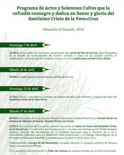 Día de la Cruz 2024. Programa de actos y solemnes cultos. Día de la Cruz 2024. Programa de actos y solemnes cultos.