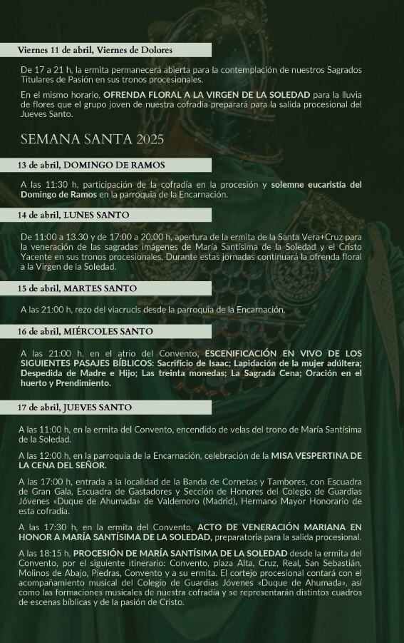 Semana Santa 2025. Programa de actos y cultos. 