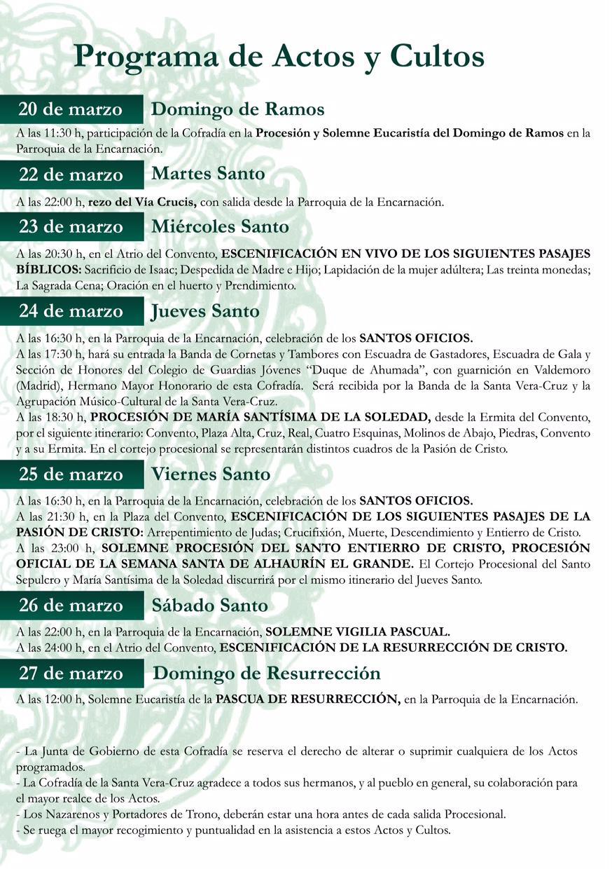 Programa de actos y cultos de Semana Santa 2016 Programa de actos y cultos de Semana Santa 2016
