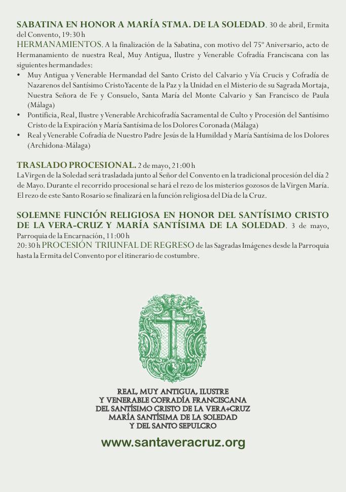 Programa de actos 75 Aniversario de la Soledad Programa de actos 75 Aniversario de la Soledad