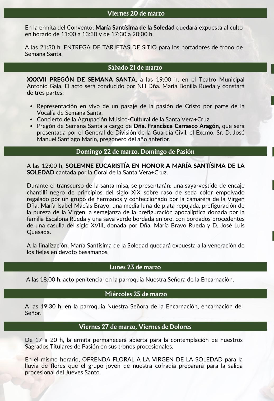 Semana Santa 2026. Programa de actos y cultos. Semana Santa 2026. Programa de actos y cultos.