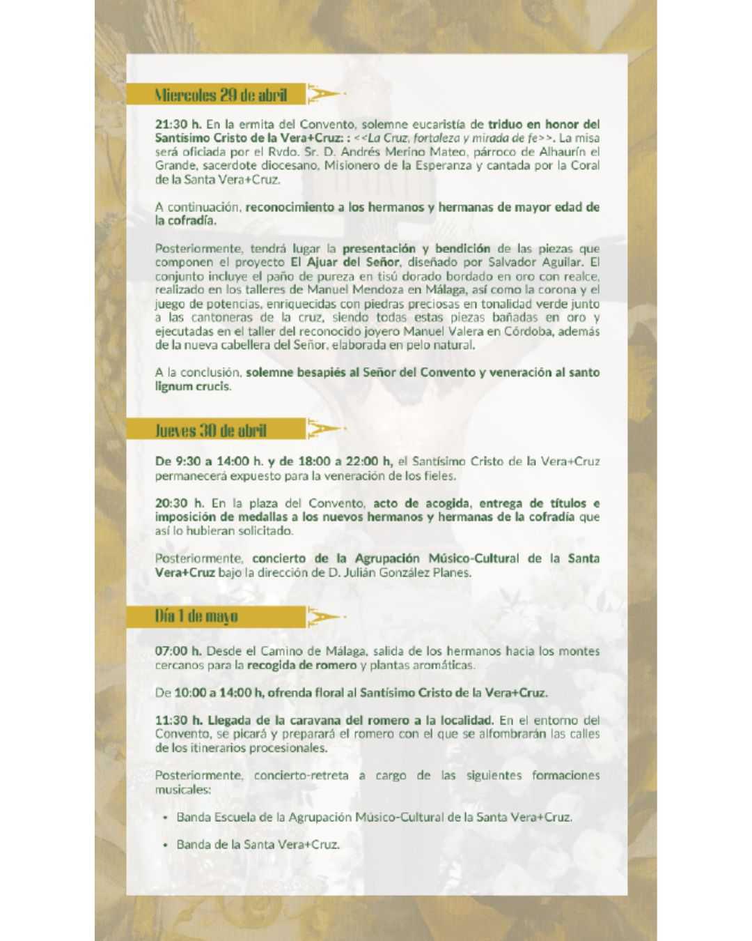 Día de la Cruz 2026. Programa de actos y solemnes cultos. Día de la Cruz 2026. Programa de actos y solemnes cultos.