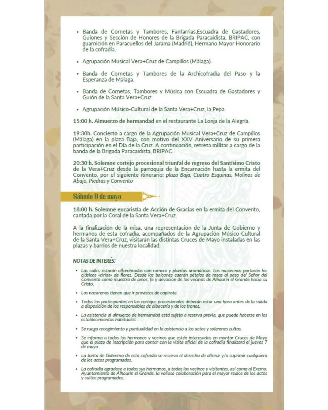 Día de la Cruz 2026. Programa de actos y solemnes cultos. Día de la Cruz 2026. Programa de actos y solemnes cultos.