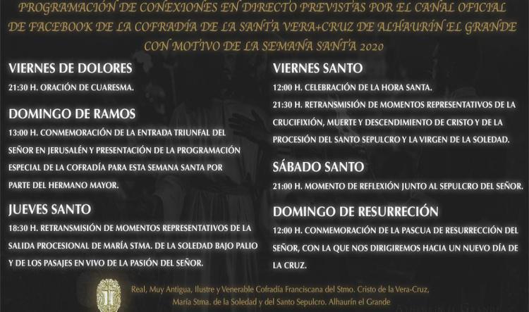 Semana Santa 2020. Alhaurín el Grande. Programa de emisiones online.