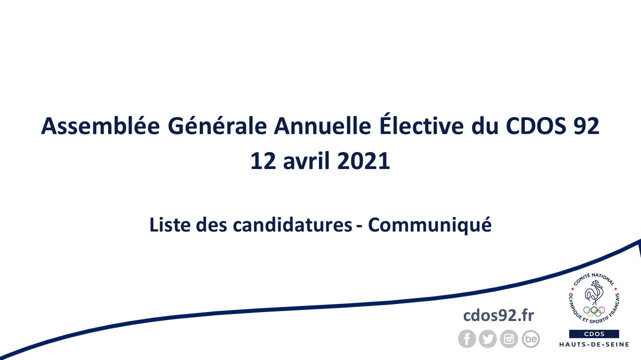 Assemblée Générale Annuelle Elective 2021 du CDOS 92 - Communiqué