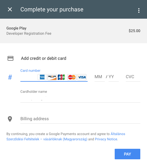 Bezahlung, um Google Play-Entwickler zu werden Bezahlung, um Google Play-Entwickler zu werden