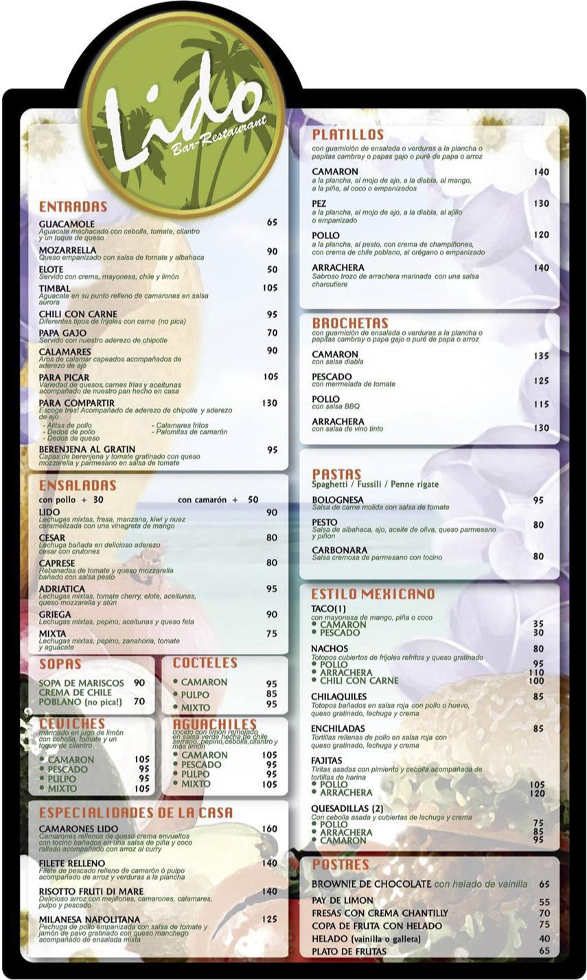 Menu Restaurante Lido