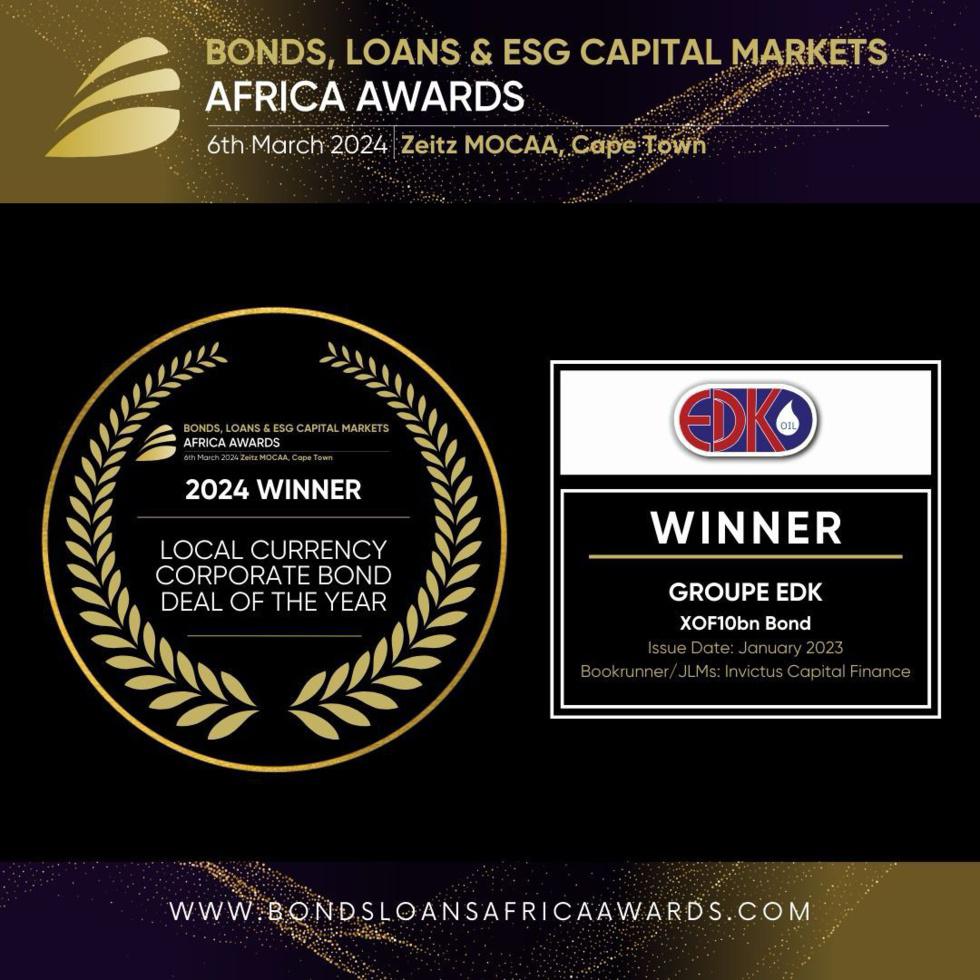 Le Groupe EDK triomphe aux Bonds, Loans &amp; ESG Capital Markets Africa 2024