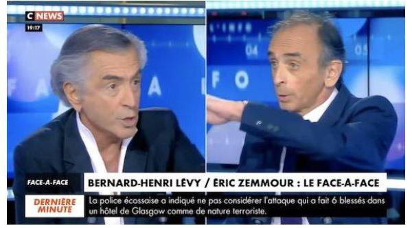 Accrochage très tendu entre Éric Zemmour et Bernard Henri-Levy sur CNews (VIDEO)