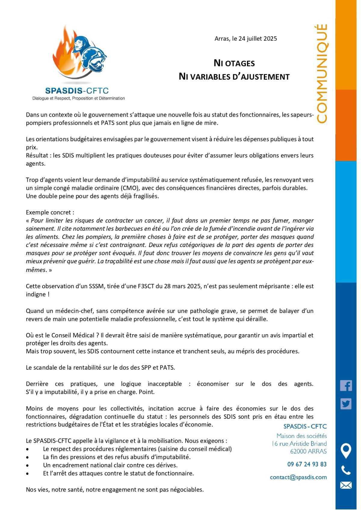 Ni otages, ni variables d'ajustement