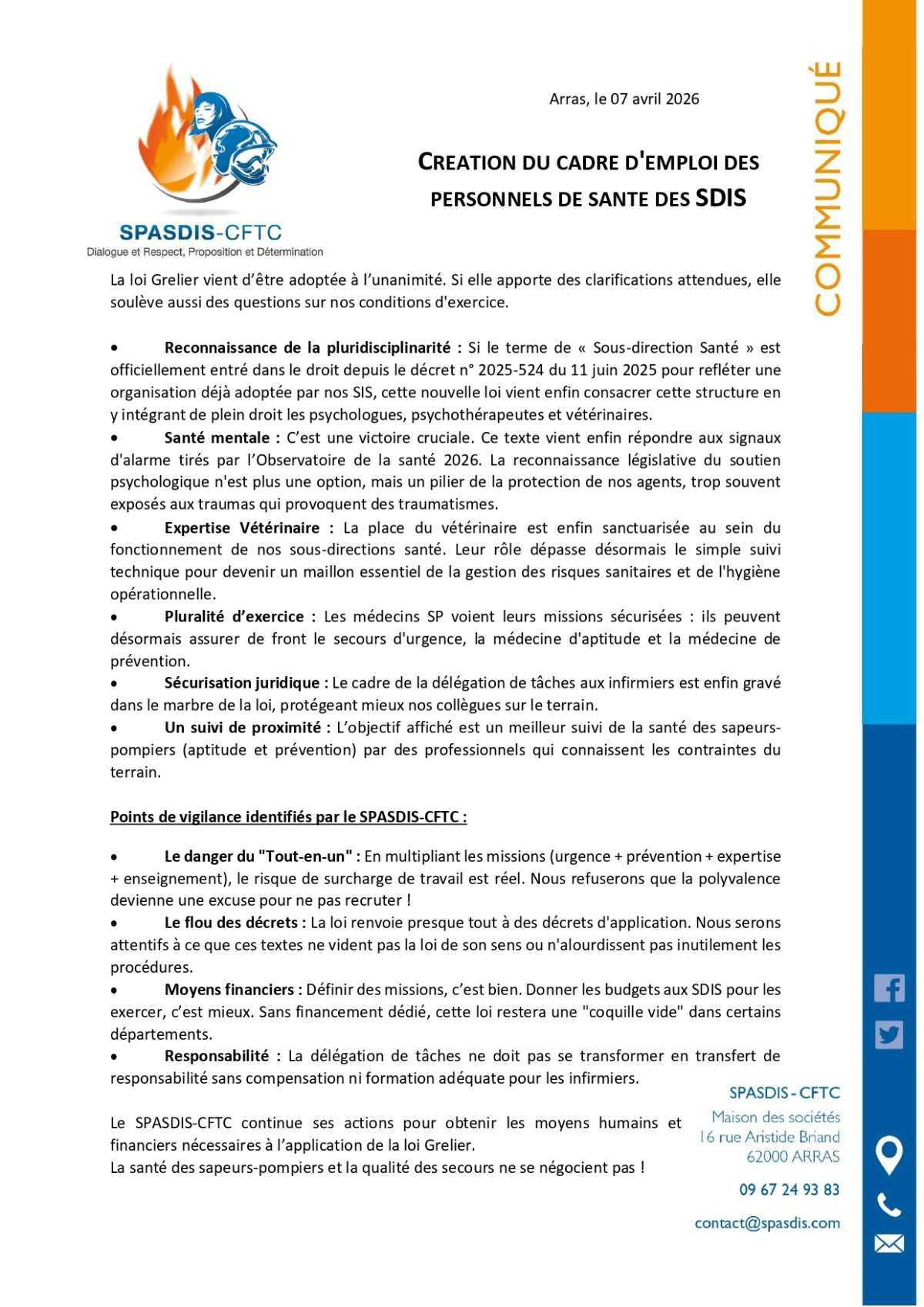 👩‍🚒🩺📑 Publication de la Loi Grelier 