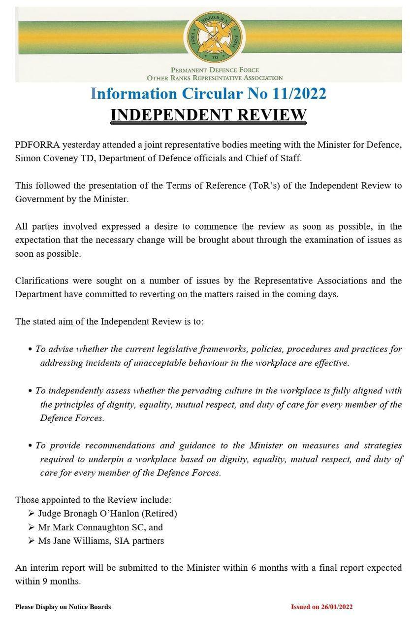 Information Circular No 11 of 22 - Independent Review