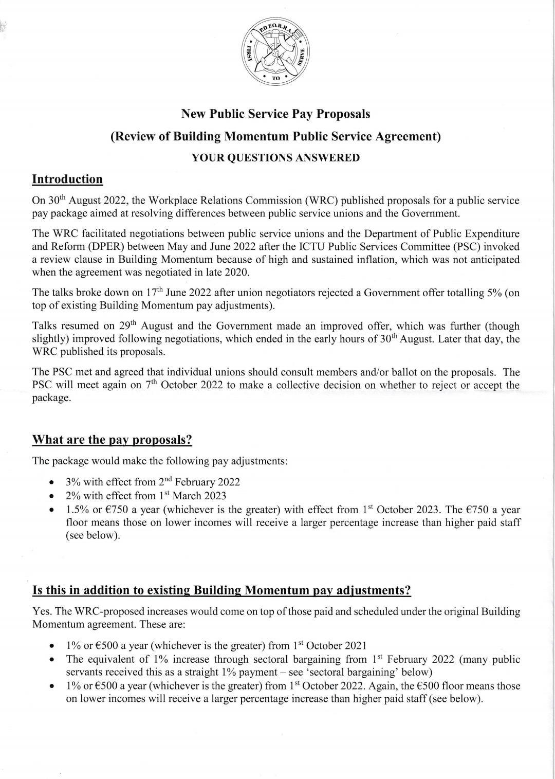 Ballot Booklet - Review of Building Momentum Public Service Agreement