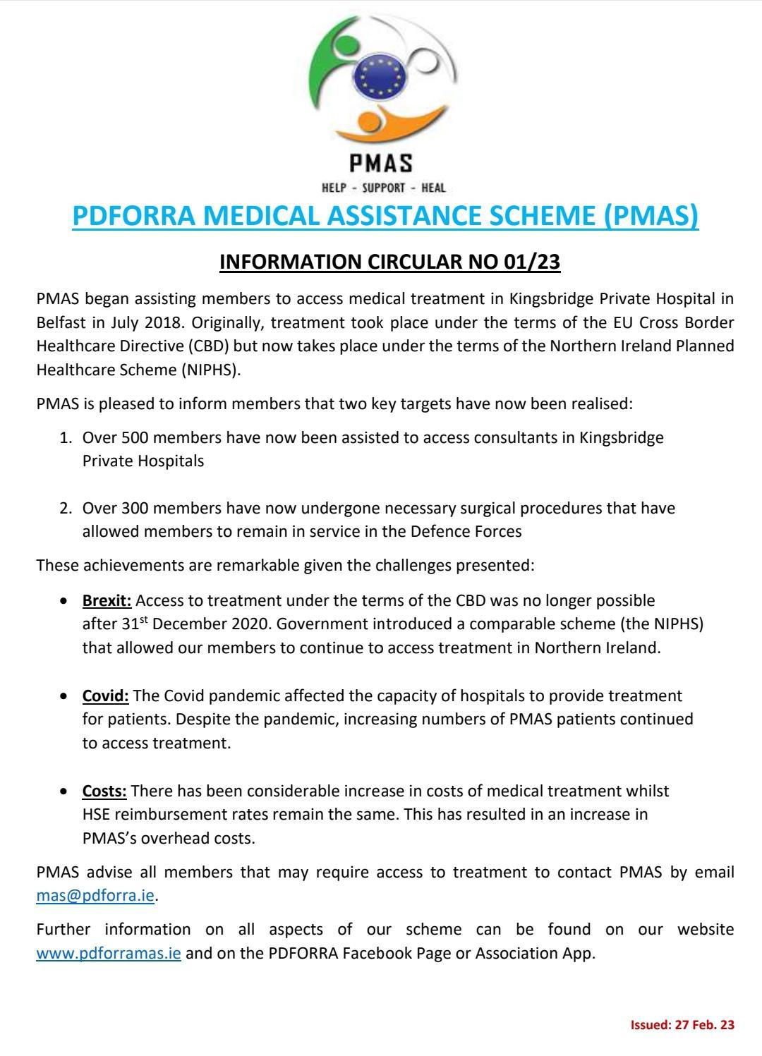 PMAS Information Circular No 01 of 23