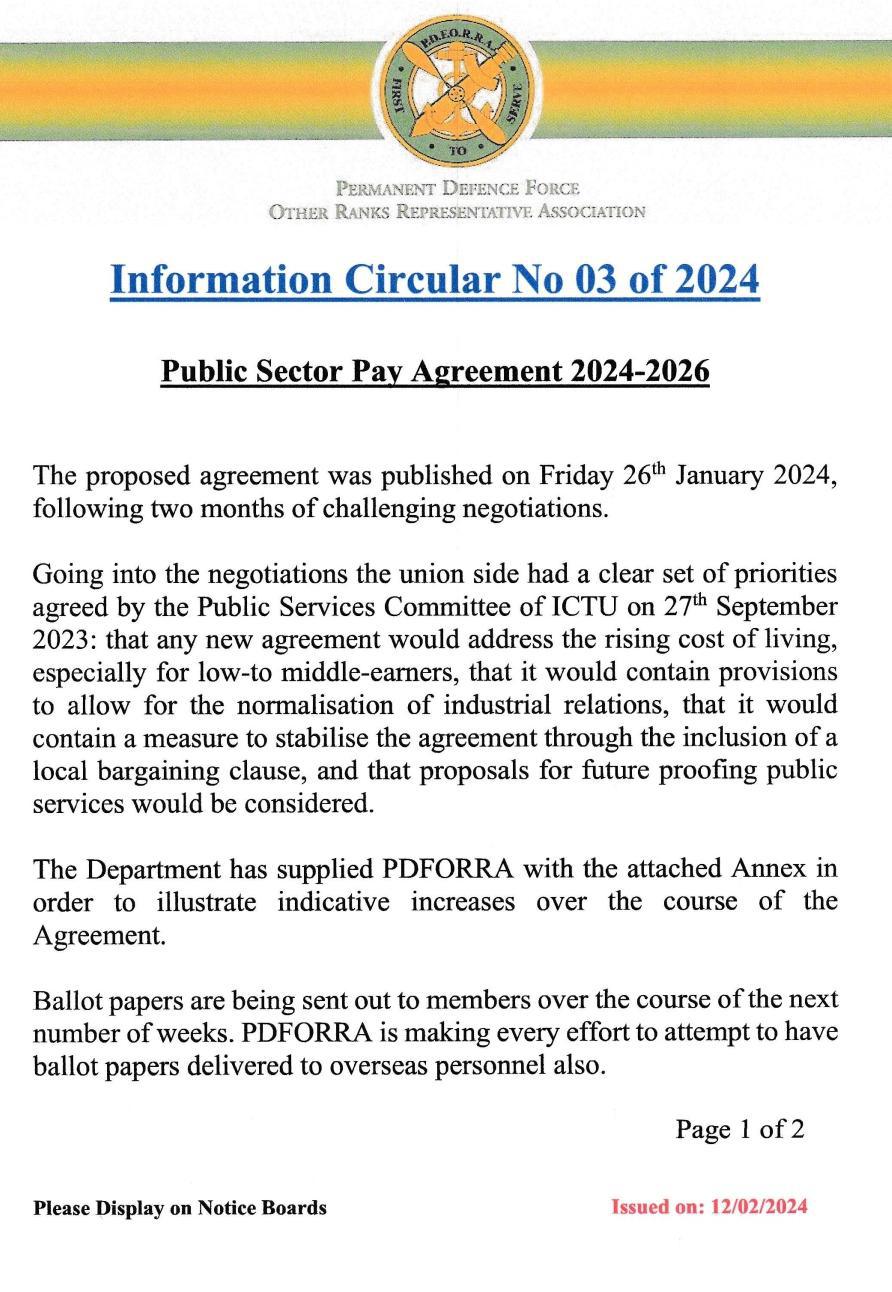 Information Circular No 03 of 24 - Public Service Pay Agreement 2024 to 2026