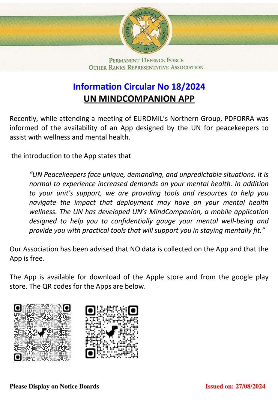 Information Circular No 18 of 24 - MINDCOMPANION APP