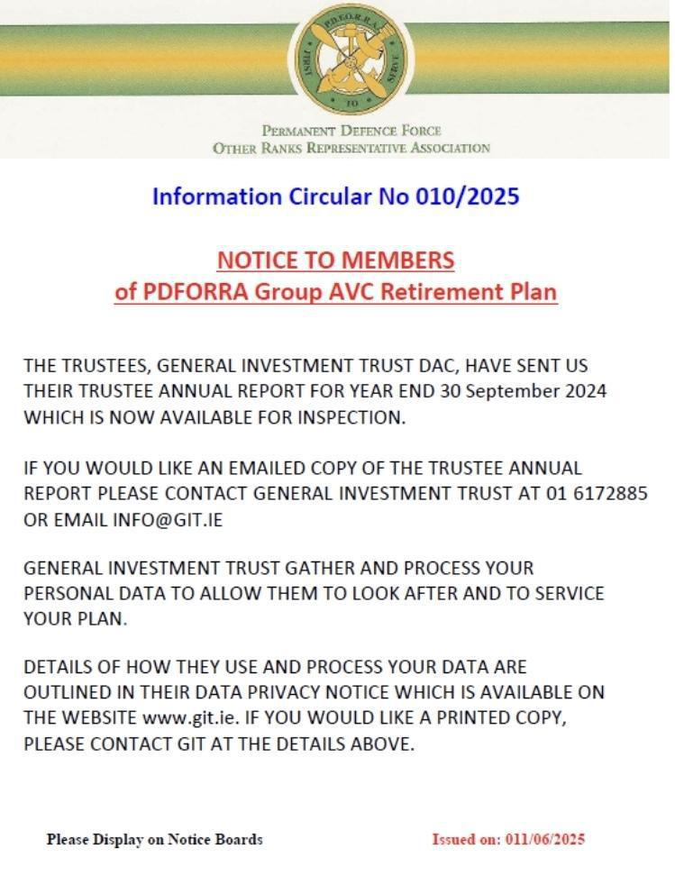 Information Circular 10 of 25 -Group AVC-Notice to Members