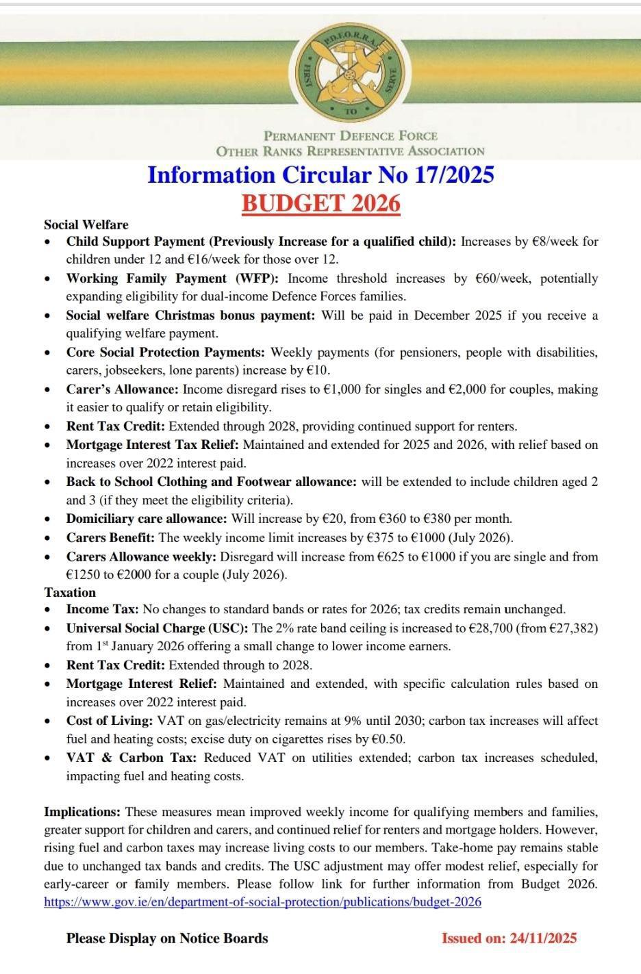 Information Circular No 17 of 2025-Budget 2026