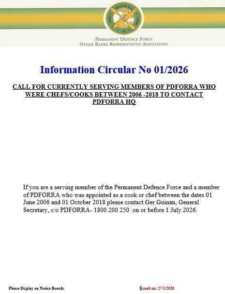 Information Circular No 01 of 2026 - Call for Contact DF Chefs/Cooks