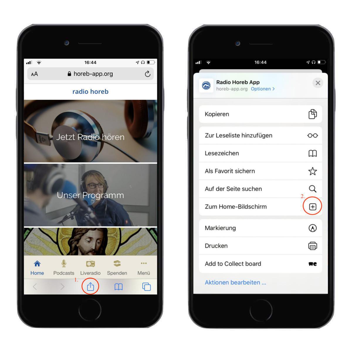 Installation der WebApp auf dem Homescreen Installation der WebApp auf dem Homescreen