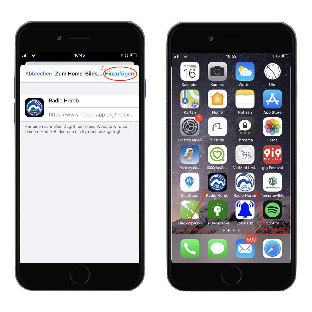 Installation der WebApp auf dem Homescreen Installation der WebApp auf dem Homescreen