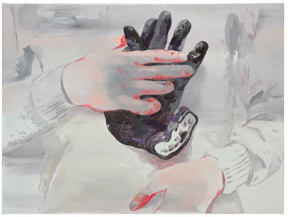 Les gants sur soi, 2013 Huile sur toile 97 x 130 cm © A. mole Courtesy Semiose galerie, Paris