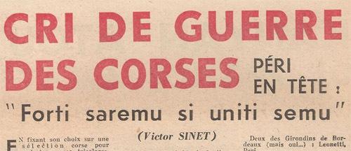 U 27 di ferraghju di u 1967 : A Corsica batte a Francia U 27 di ferraghju di u 1967 : A Corsica batte a Francia