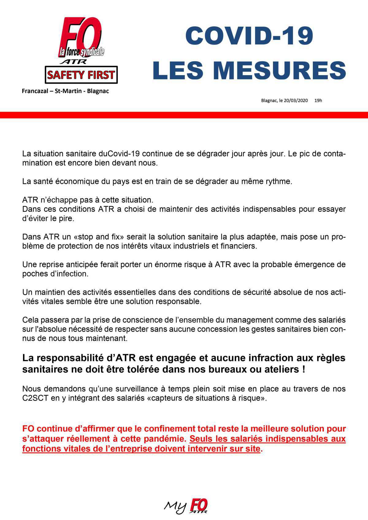 Covid-19 : Les mesures